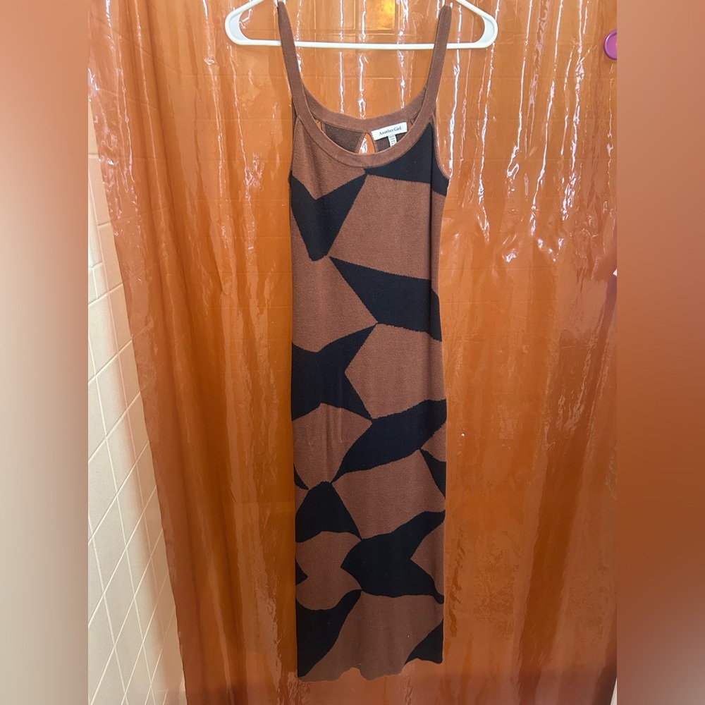 Another Girl Brown and Black Geometric Maxi Dress